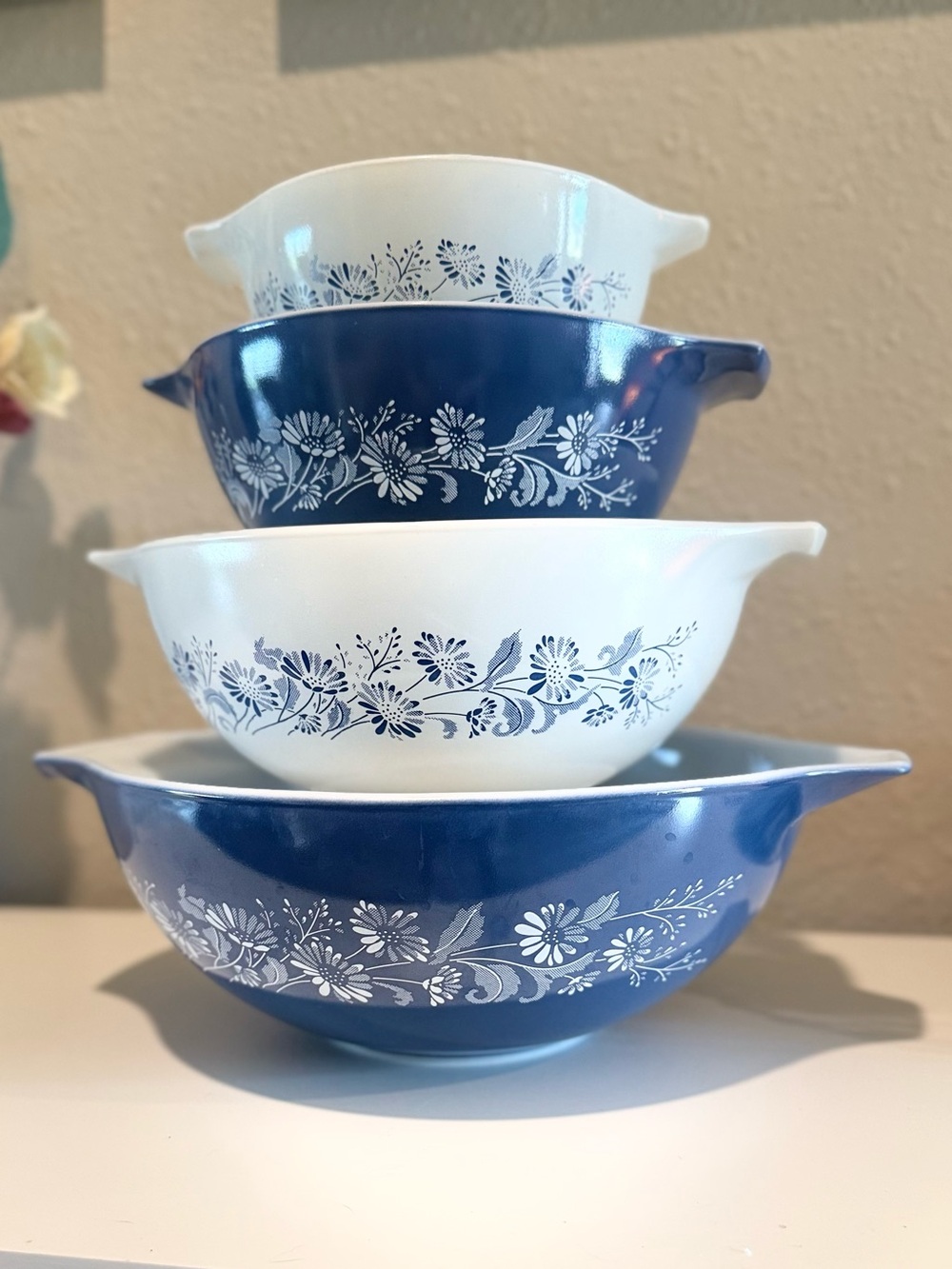 Pyrex Vintage Colonial Mist 444-441 Cindarella bowls